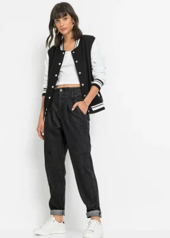 bonprix bonprix Vaqueros mom, talle alto, elásticos Negro denim New