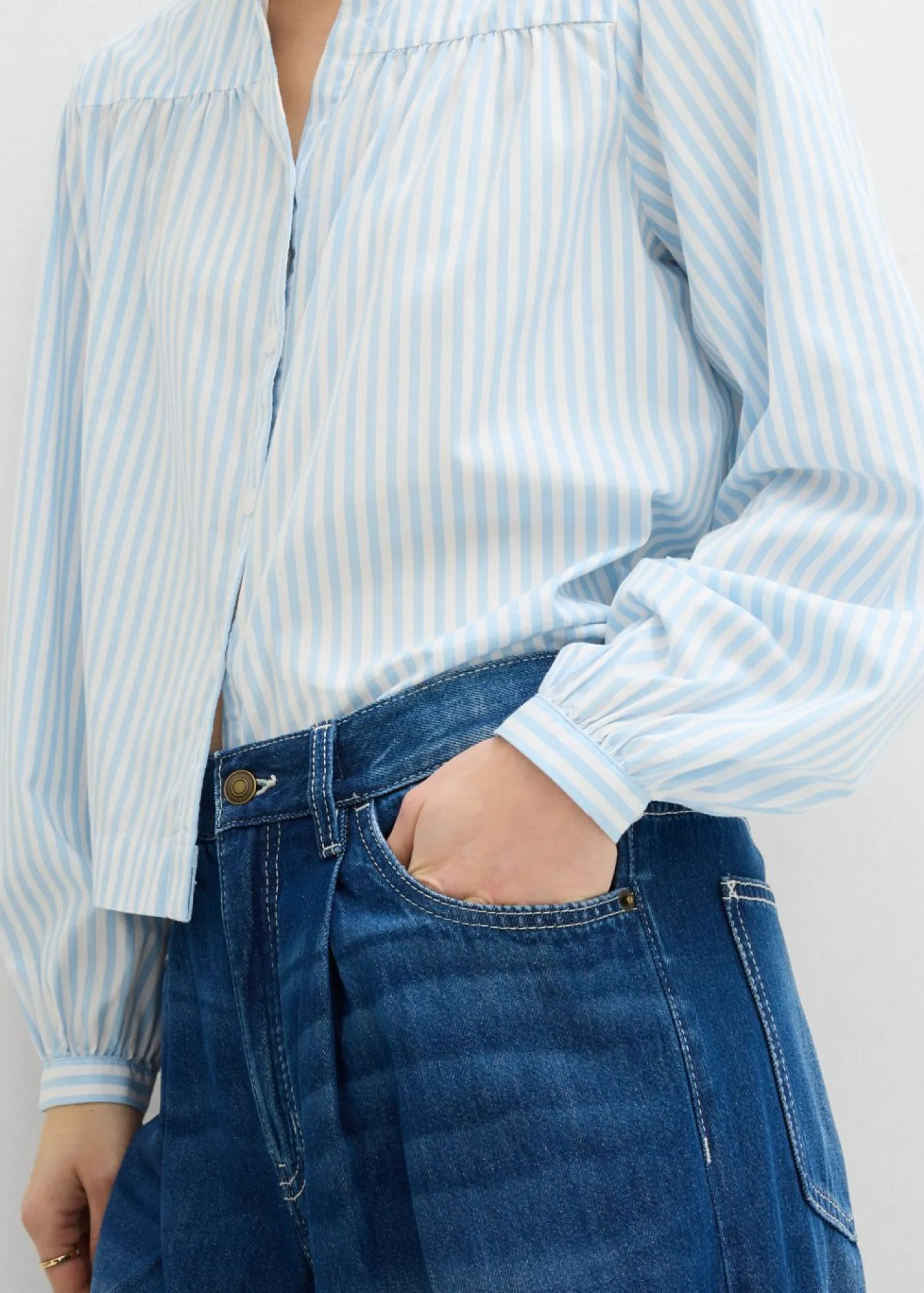 bonprix bonprix Vaqueros palazzo, super wide, de algodón azul oscuro denim usado Outlet