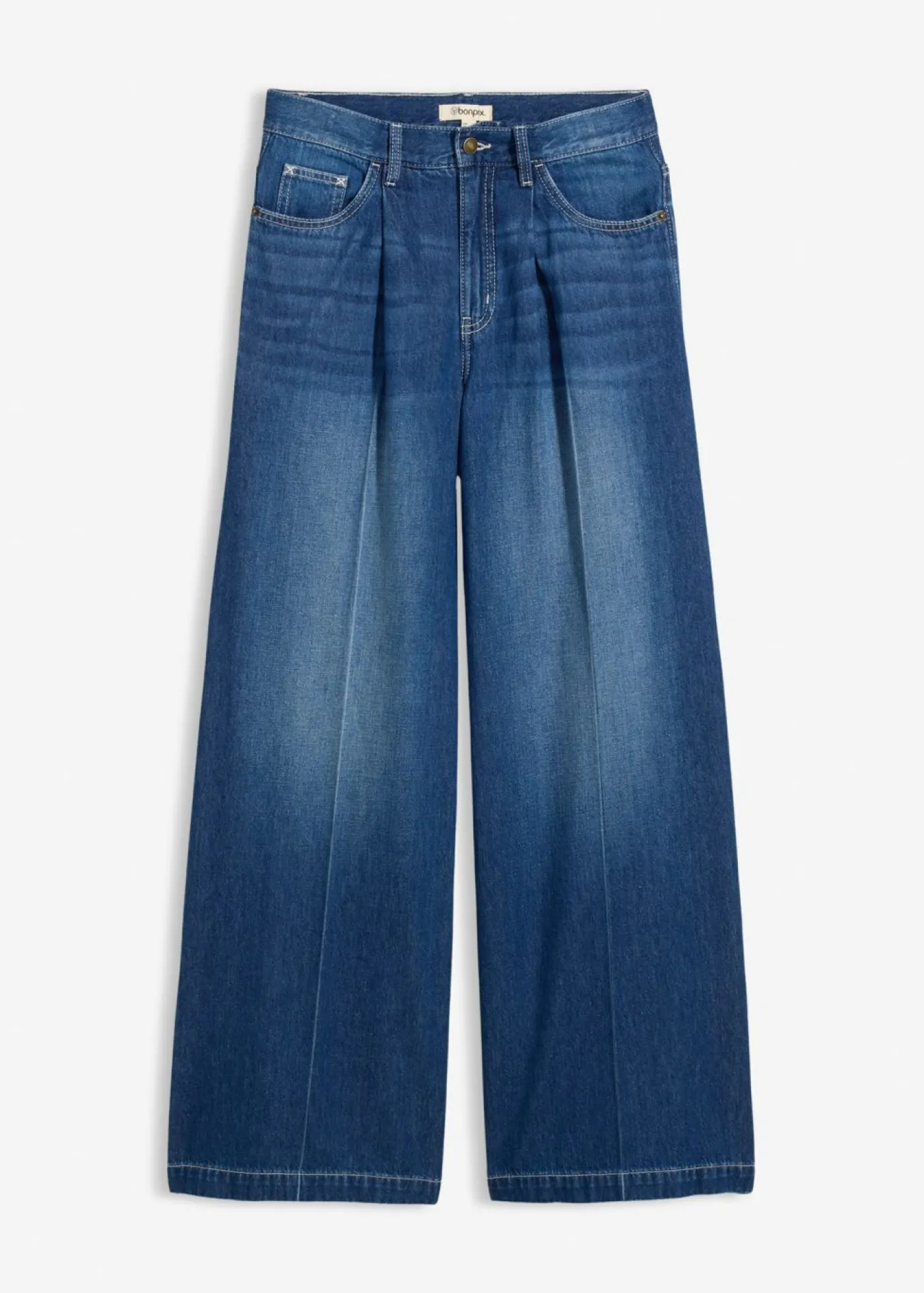 bonprix bonprix Vaqueros palazzo, super wide, de algodón azul oscuro denim usado Clearance