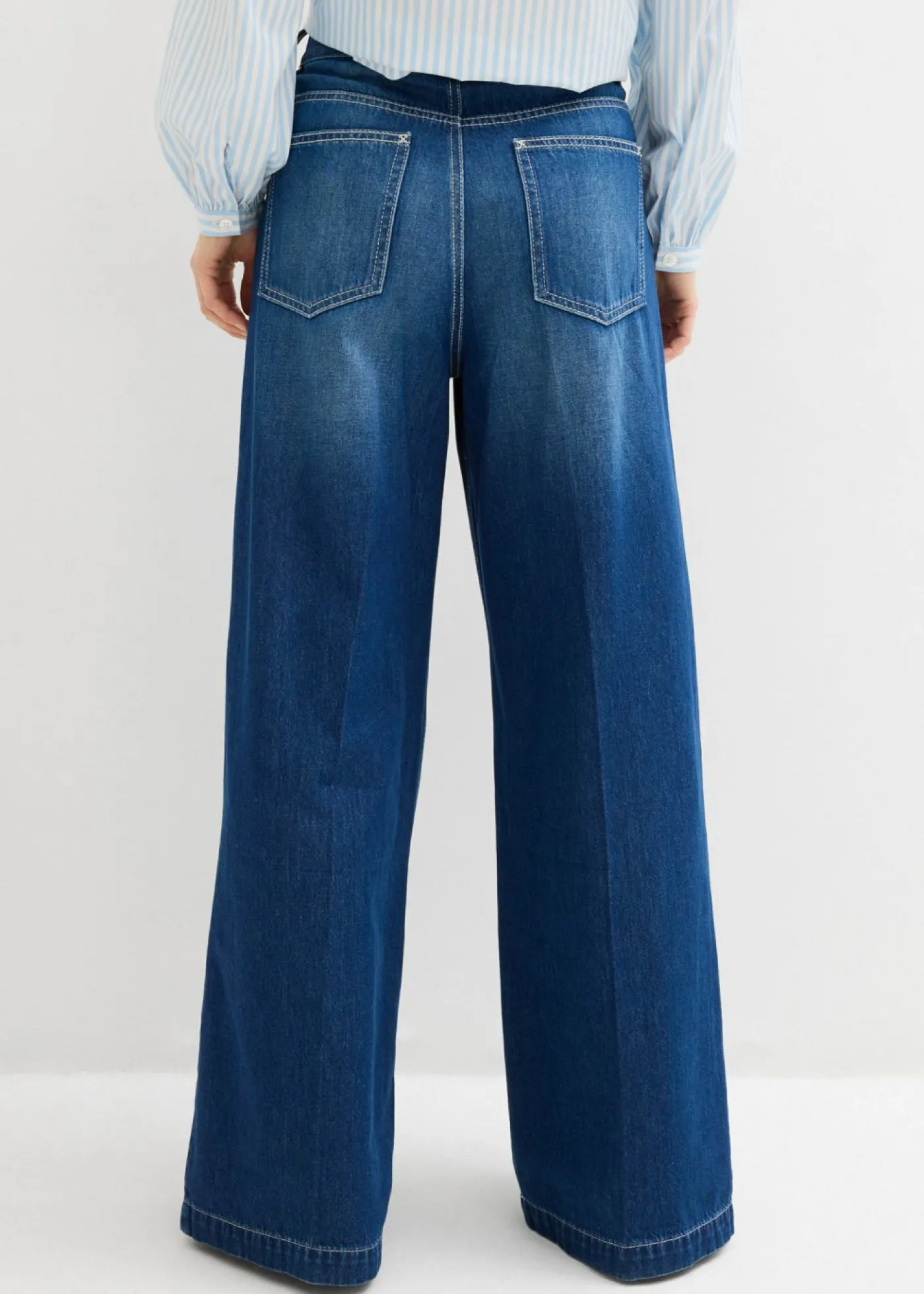 bonprix bonprix Vaqueros palazzo, super wide, de algodón azul oscuro denim usado Clearance