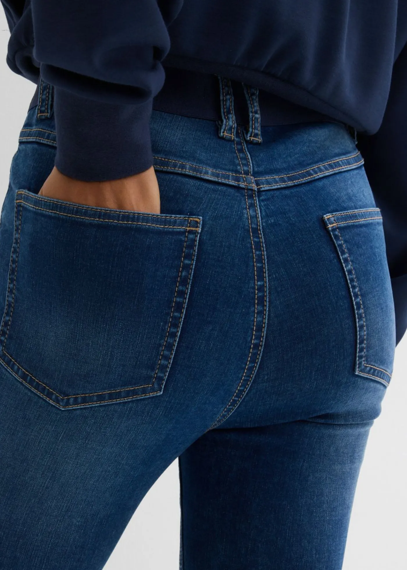 bonprix bonprix Vaqueros pitillo con talle medio y cinturilla cómoda azul oscuro denim usado Best