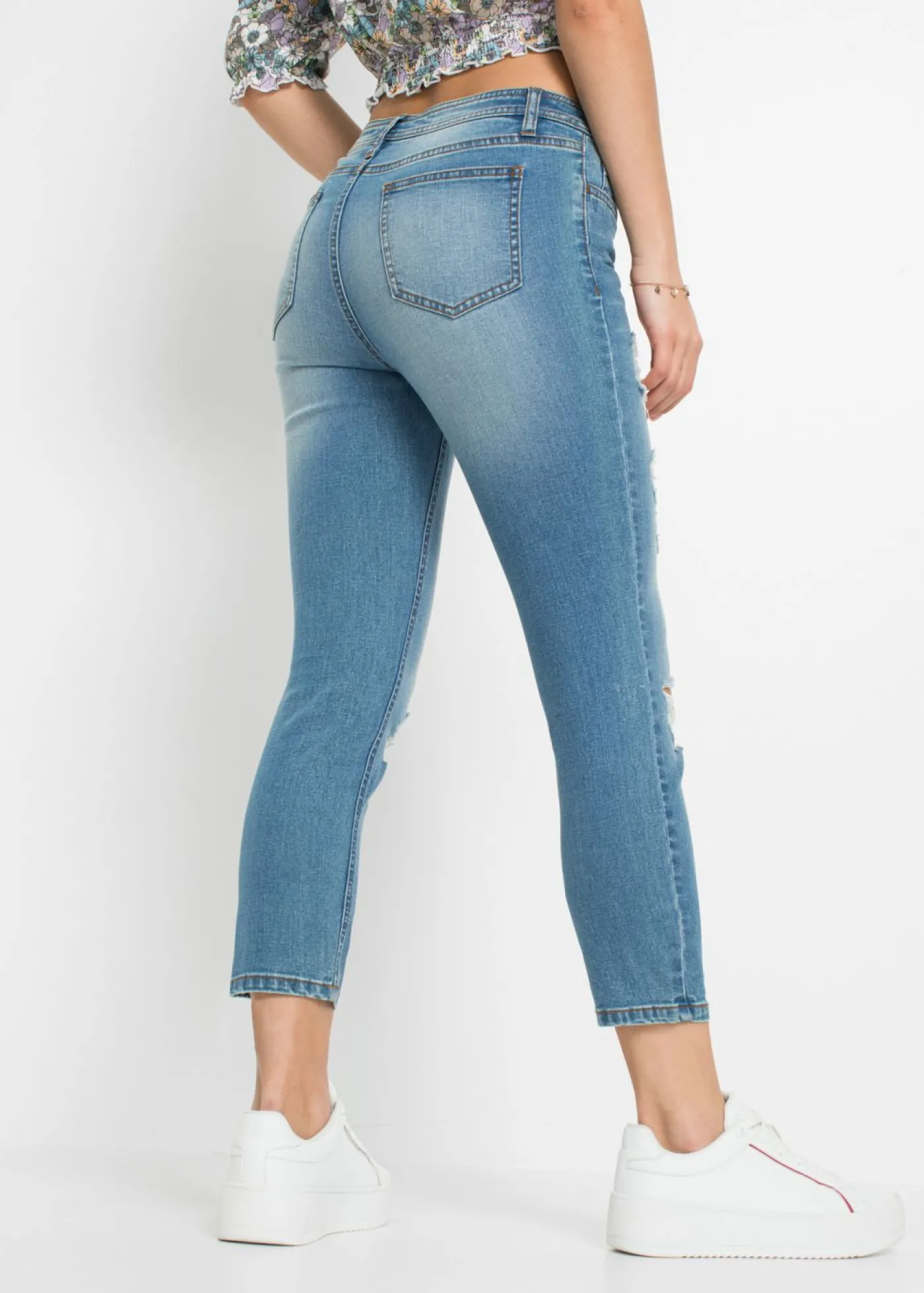 bonprix bonprix Vaqueros pitillo desgastados Denim claro