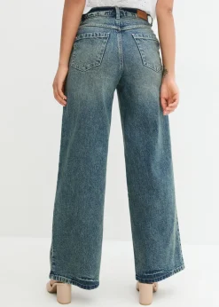 bonprix bonprix Vaqueros poco elásticos de pernera ancha y talle alto Denim desgastado Clearance