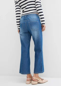 bonprix bonprix Vaqueros rectos con talle medio, cinturilla cómoda y material elástico Azul piedra usado Outlet