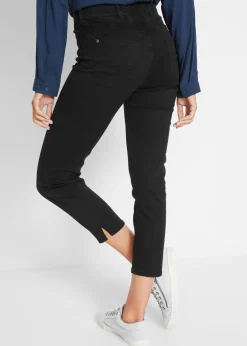 bonprix bonprix Vaqueros rectos con talle medio y cintura cómoda denim negro Online