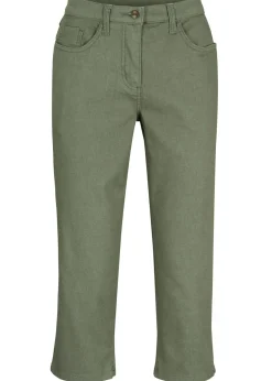 bonprix bonprix Vaqueros rectos con talle medio y cintura cómoda Verde oliva Sale
