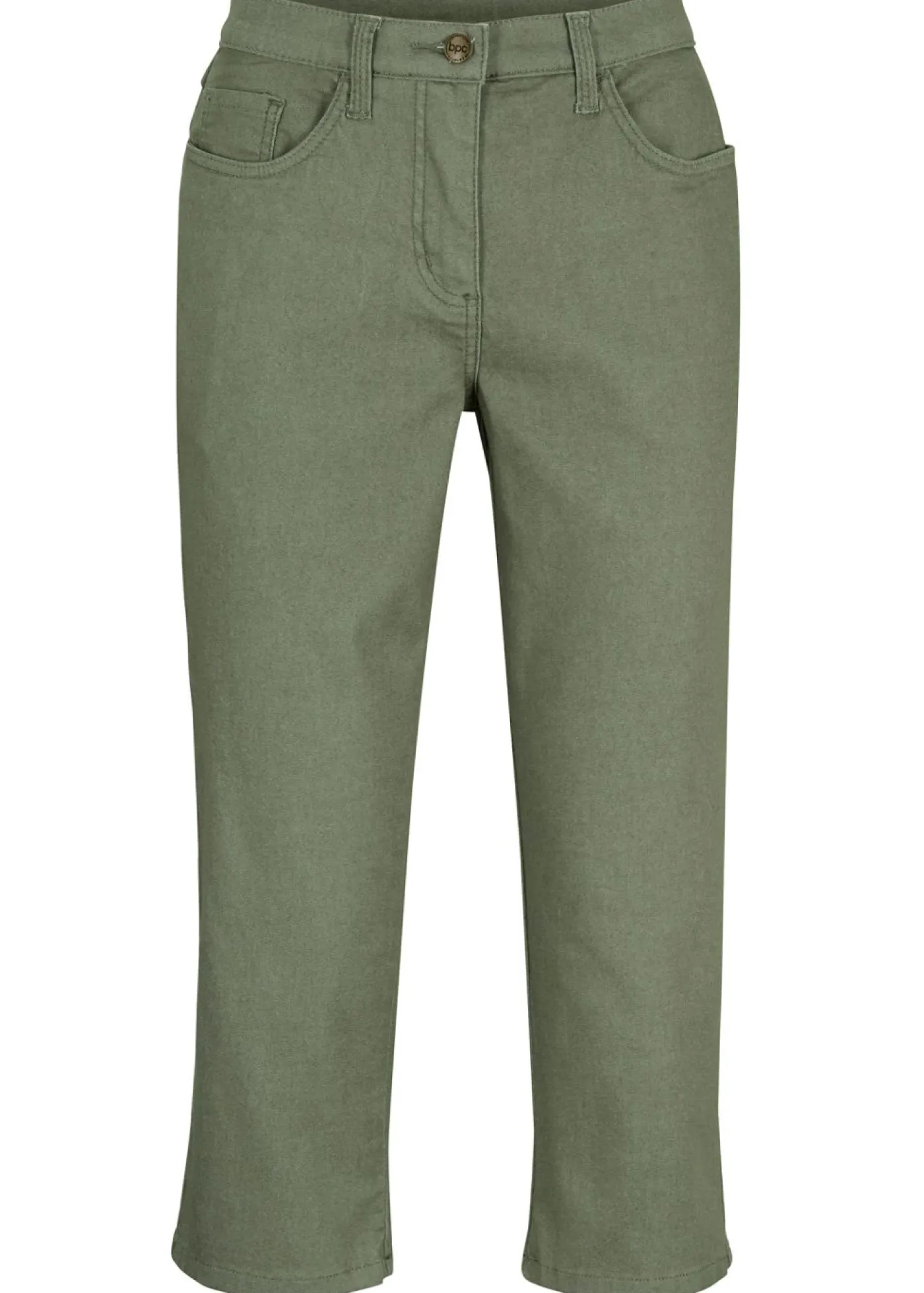 bonprix bonprix Vaqueros rectos con talle medio y cintura cómoda Verde oliva Sale