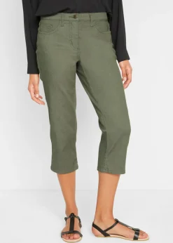 bonprix bonprix Vaqueros rectos con talle medio y cintura cómoda Verde oliva Sale