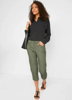bonprix bonprix Vaqueros rectos con talle medio y cintura cómoda Verde oliva Sale