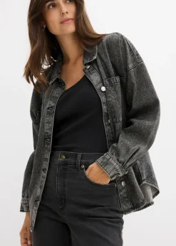 bonprix bonprix Vaqueros rectos con talle alto y largo cropped denim gris oscuro usado Discount