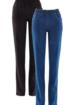 bonprix bonprix Vaqueros rectos de talle medio (2 unidades) denim negro Online