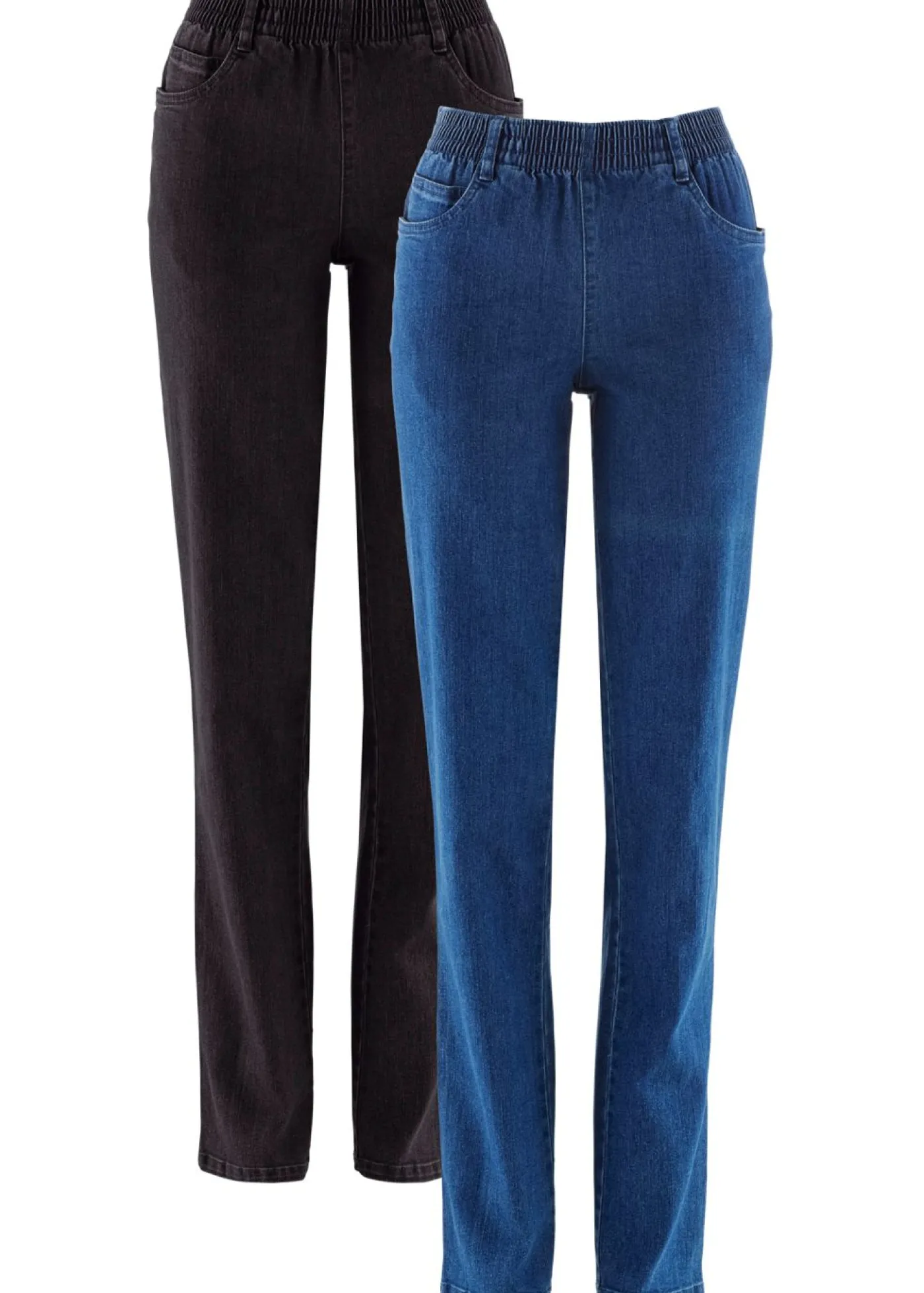 bonprix bonprix Vaqueros rectos de talle medio (2 unidades) denim negro Online