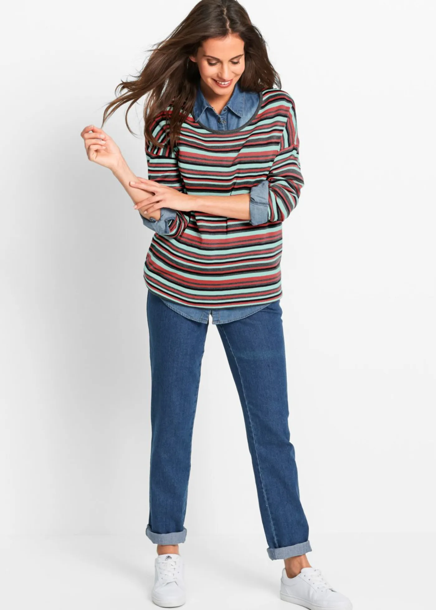 bonprix bonprix Vaqueros rectos de talle medio (2 unidades) denim negro Online