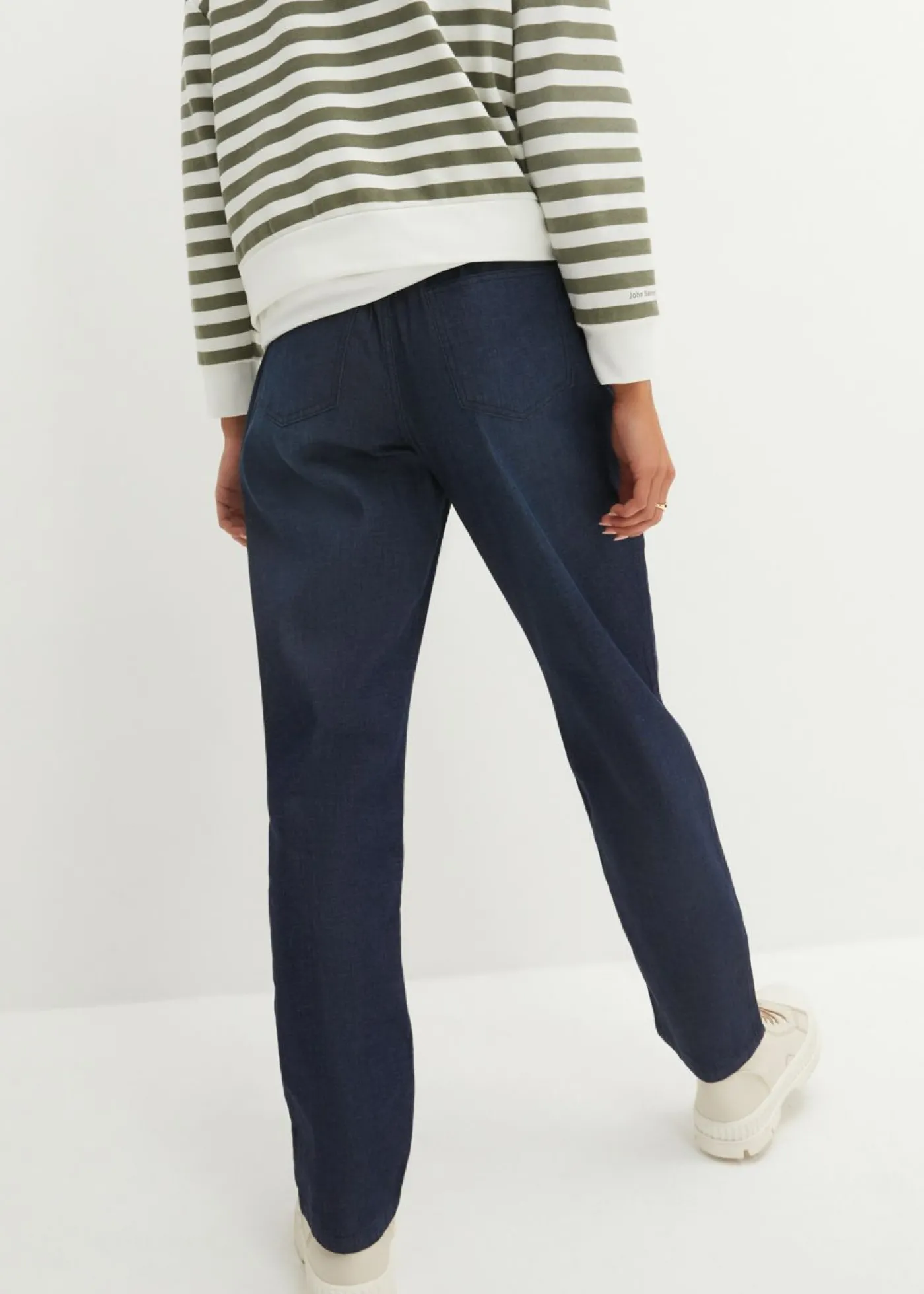 bonprix bonprix Vaqueros rectos de talle alto con cintura cómoda (2 unidades) azul claro denim+azul oscuro denim usado Online