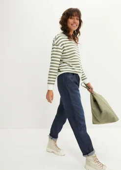 bonprix bonprix Vaqueros rectos de talle alto con cintura cómoda (2 unidades) azul claro denim+azul oscuro denim usado Online