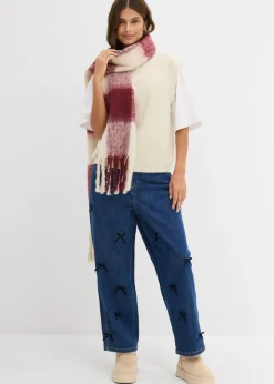 bonprix bonprix Vaqueros rectos de talle alto con cinturilla cómoda y corte barrel azul piedra-azul marino usado Discount