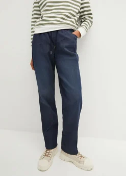 bonprix bonprix Vaqueros rectos de talle alto con cintura cómoda (2 unidades) azul claro denim+azul oscuro denim usado Best