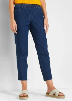 bonprix bonprix Vaqueros rectos de talle medio con cintura cómoda (2 unidades) denim negro Online
