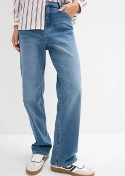 bonprix bonprix Vaqueros rectos holgados de talle alto azul medio denim usado Discount