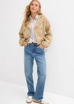 bonprix bonprix Vaqueros rectos holgados de talle alto azul medio denim usado Discount