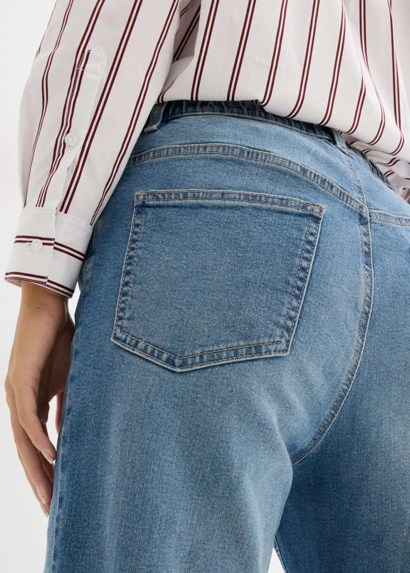 bonprix bonprix Vaqueros rectos holgados de talle alto azul medio denim usado Discount