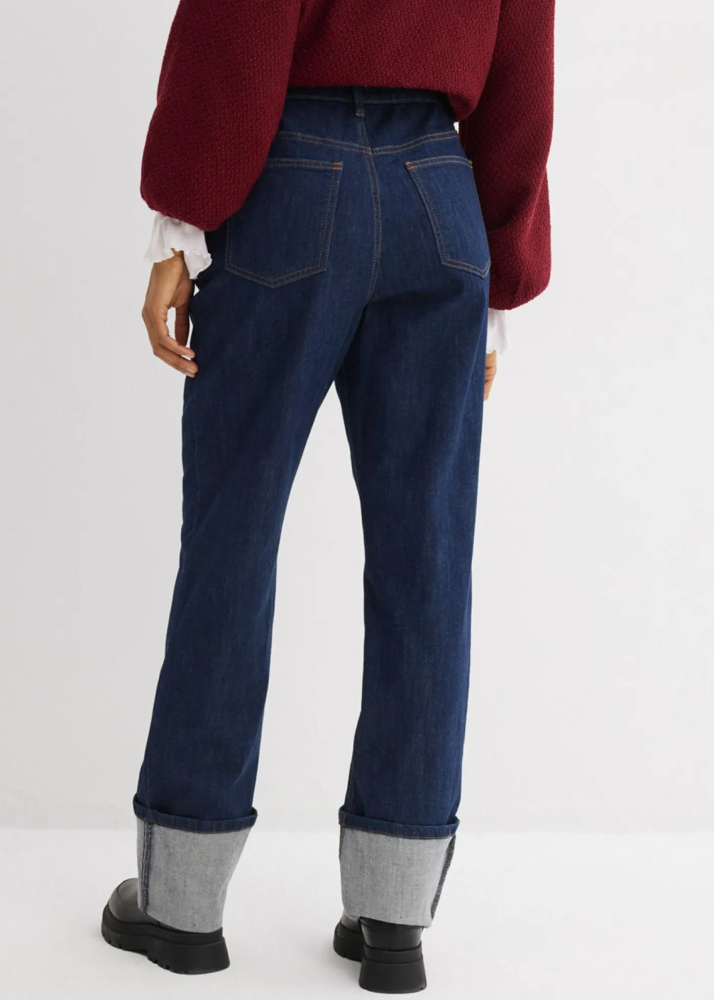 bonprix bonprix Vaqueros rectos holgados de talle alto Azul oscuro denim Best