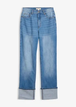 bonprix bonprix Vaqueros rectos holgados de talle alto azul medio denim usado Discount