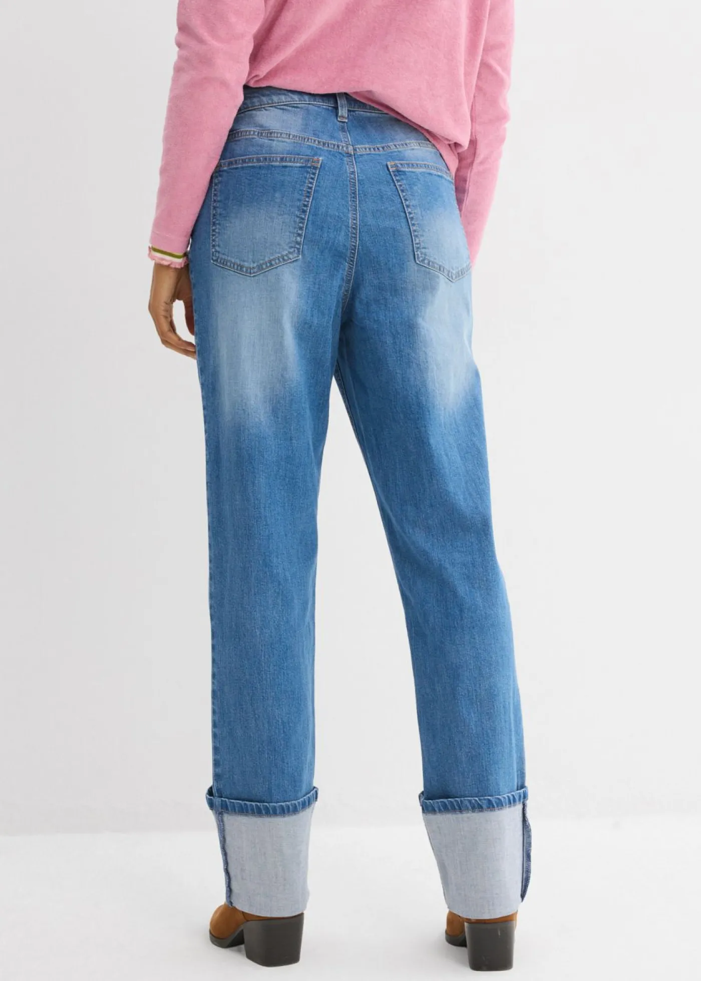 bonprix bonprix Vaqueros rectos holgados de talle alto azul medio denim usado Discount
