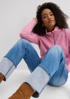 bonprix bonprix Vaqueros rectos holgados de talle alto azul medio denim usado Discount