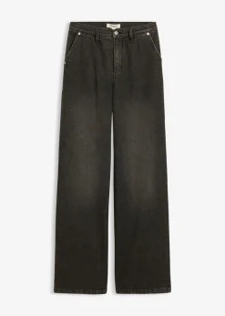 bonprix bonprix Vaqueros rectos holgados de talle alto negro denim-beige-kaki usado