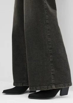 bonprix bonprix Vaqueros rectos holgados de talle alto negro denim-beige-kaki usado