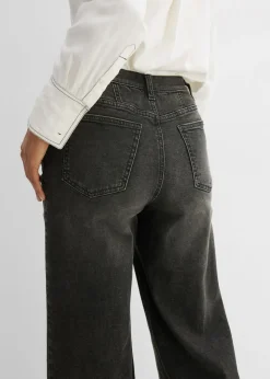 bonprix bonprix Vaqueros rectos holgados de talle alto negro denim-beige-kaki usado