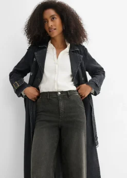 bonprix bonprix Vaqueros rectos holgados de talle alto negro denim-beige-kaki usado