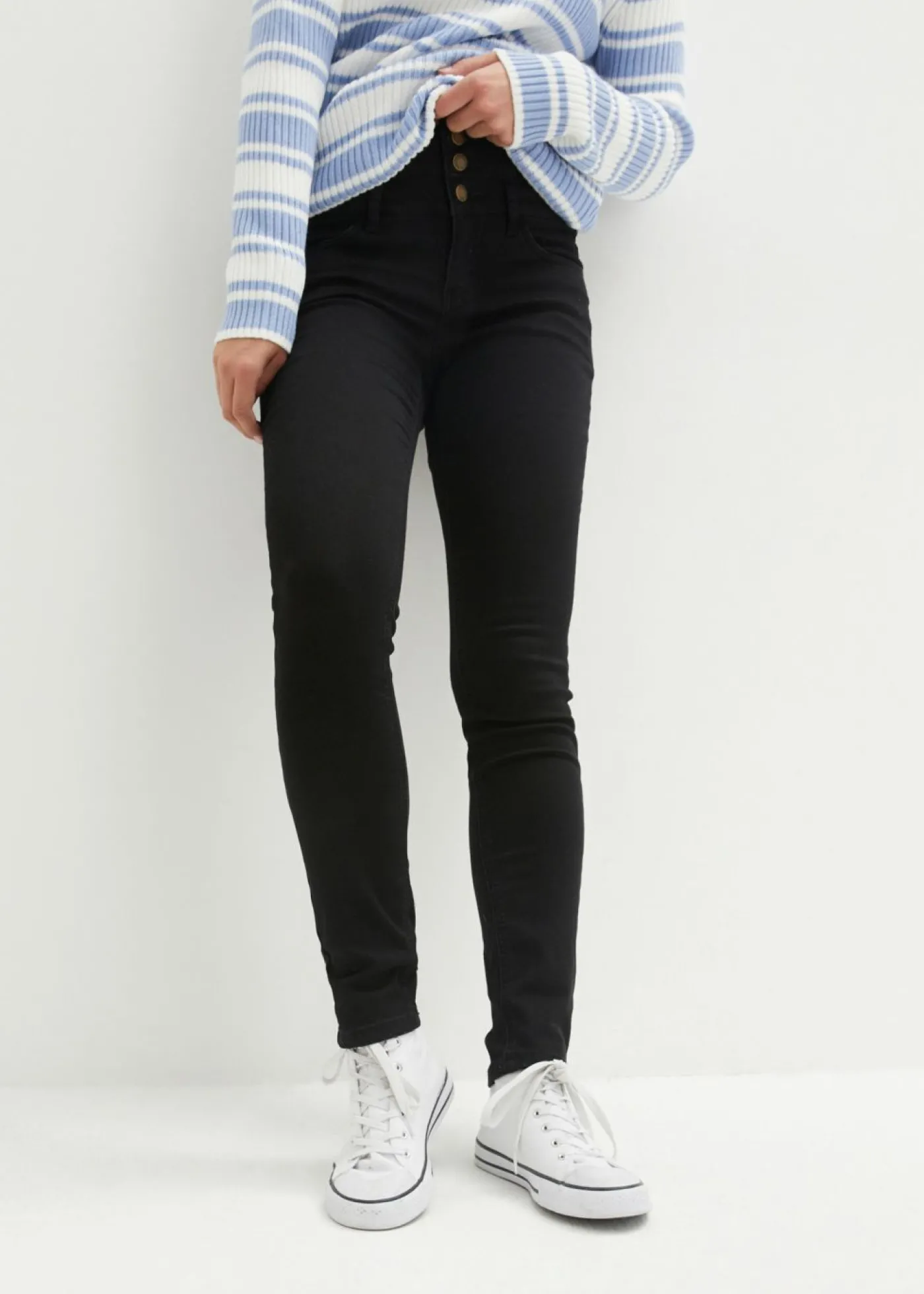 bonprix bonprix Vaqueros skinny, high waist, moldeadores y térmicos denim negro Hot