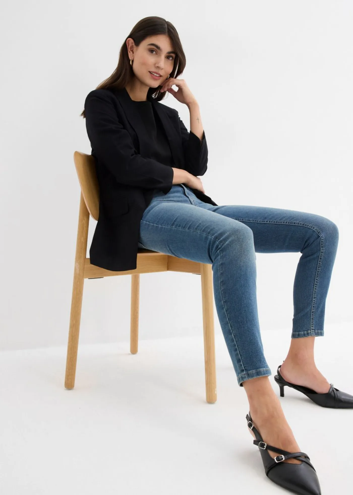 bonprix bonprix Vaqueros skinny, mid waist, elásticos Denim desgastado Sale