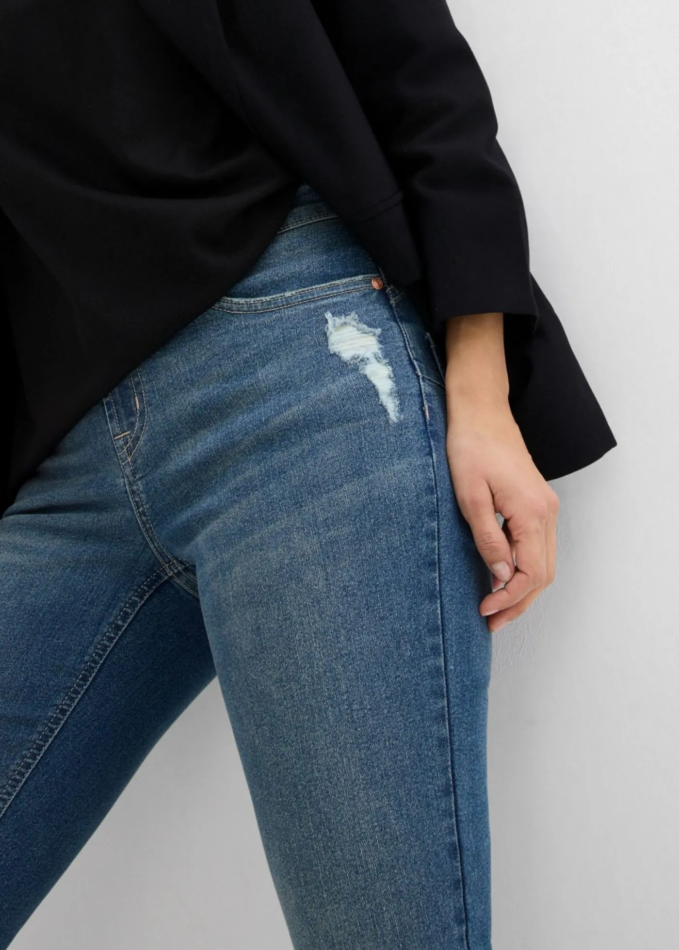 bonprix bonprix Vaqueros skinny, mid waist, elásticos Denim desgastado Sale