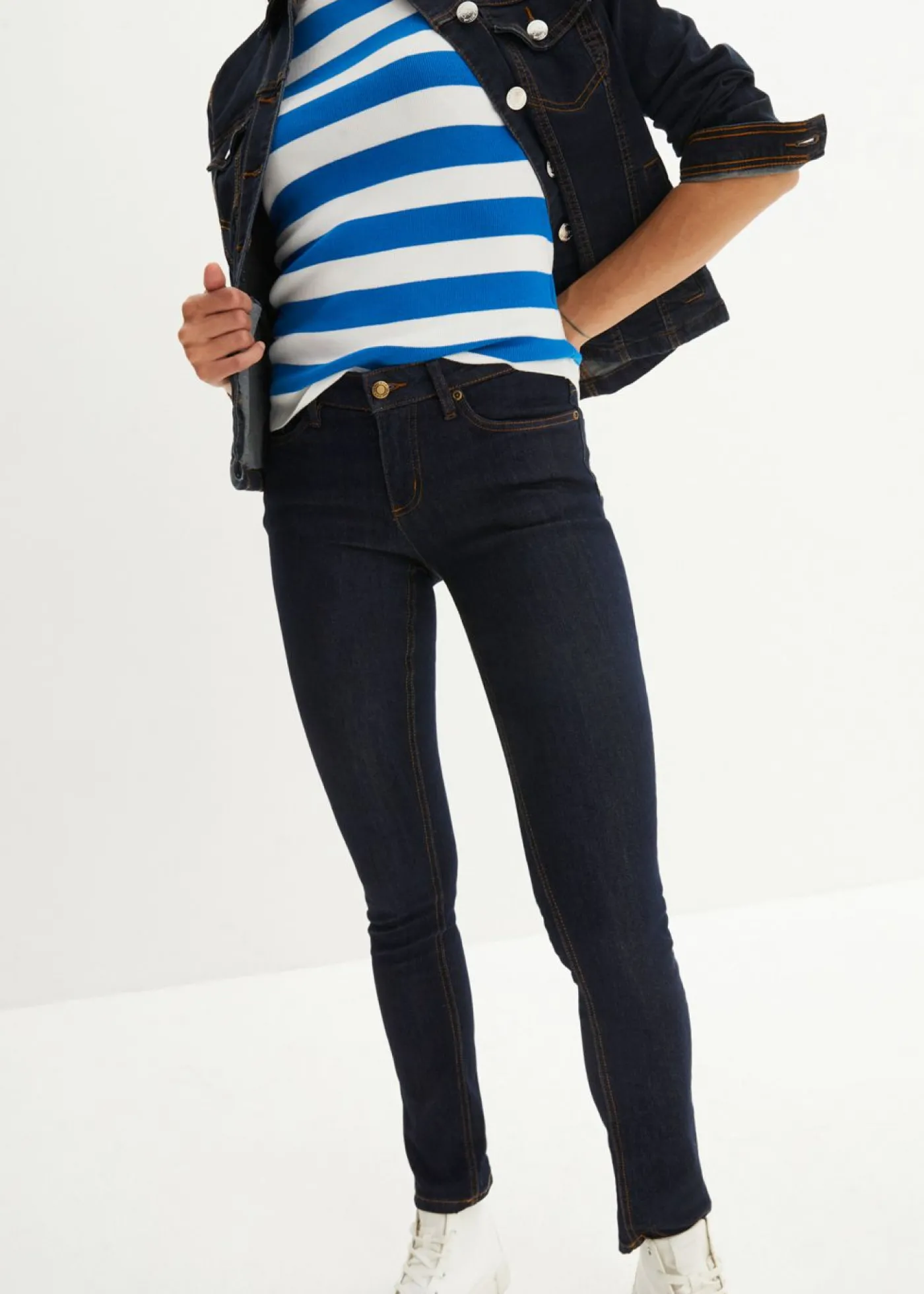 bonprix bonprix Vaqueros skinny, mid waist, elásticos Azul oscuro denim Best