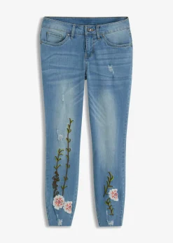 bonprix bonprix Vaqueros skinny, mid waist, elásticos Denim claro de flores Sale