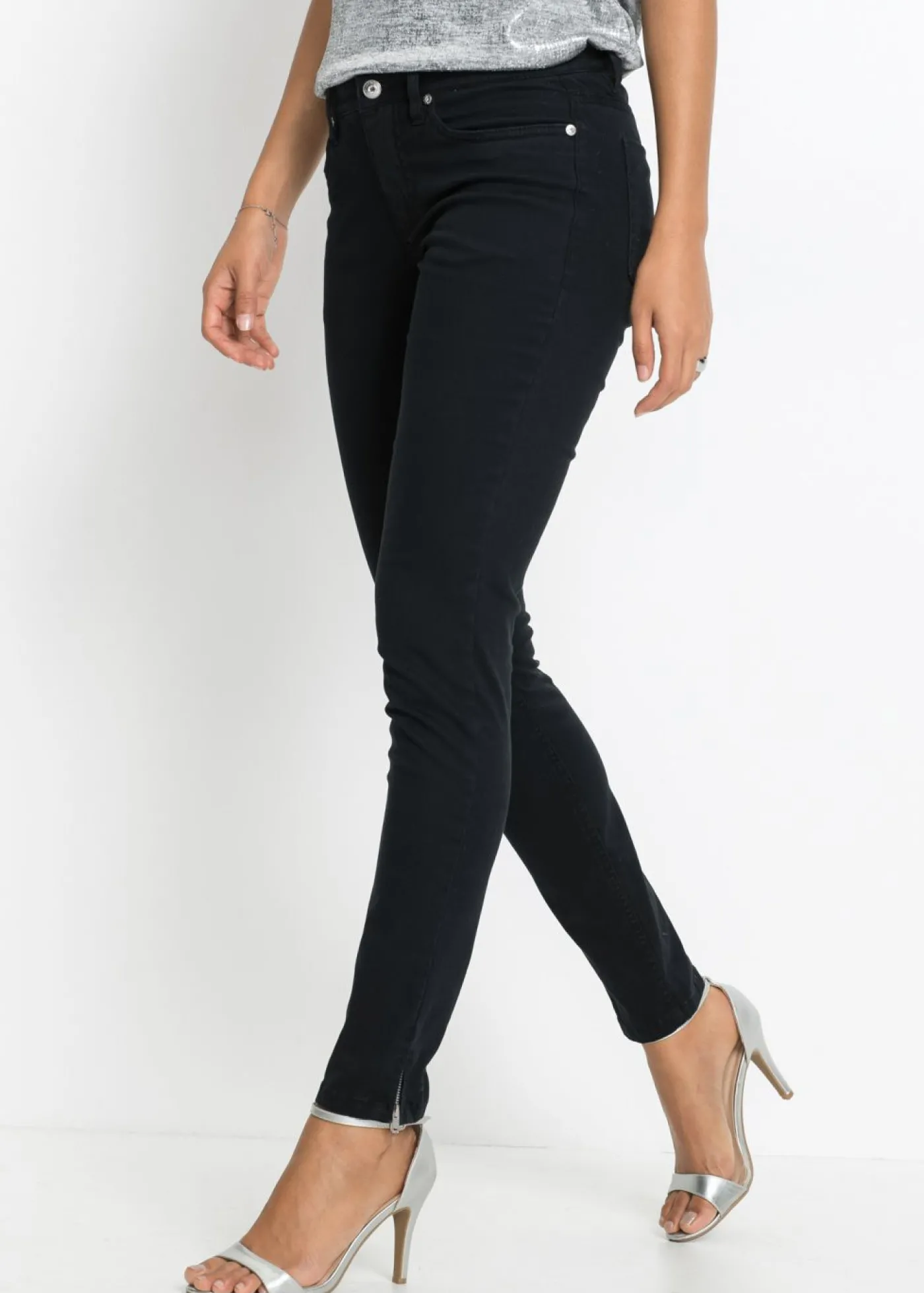 bonprix bonprix Vaqueros skinny, mid waist, cropped Negro Discount