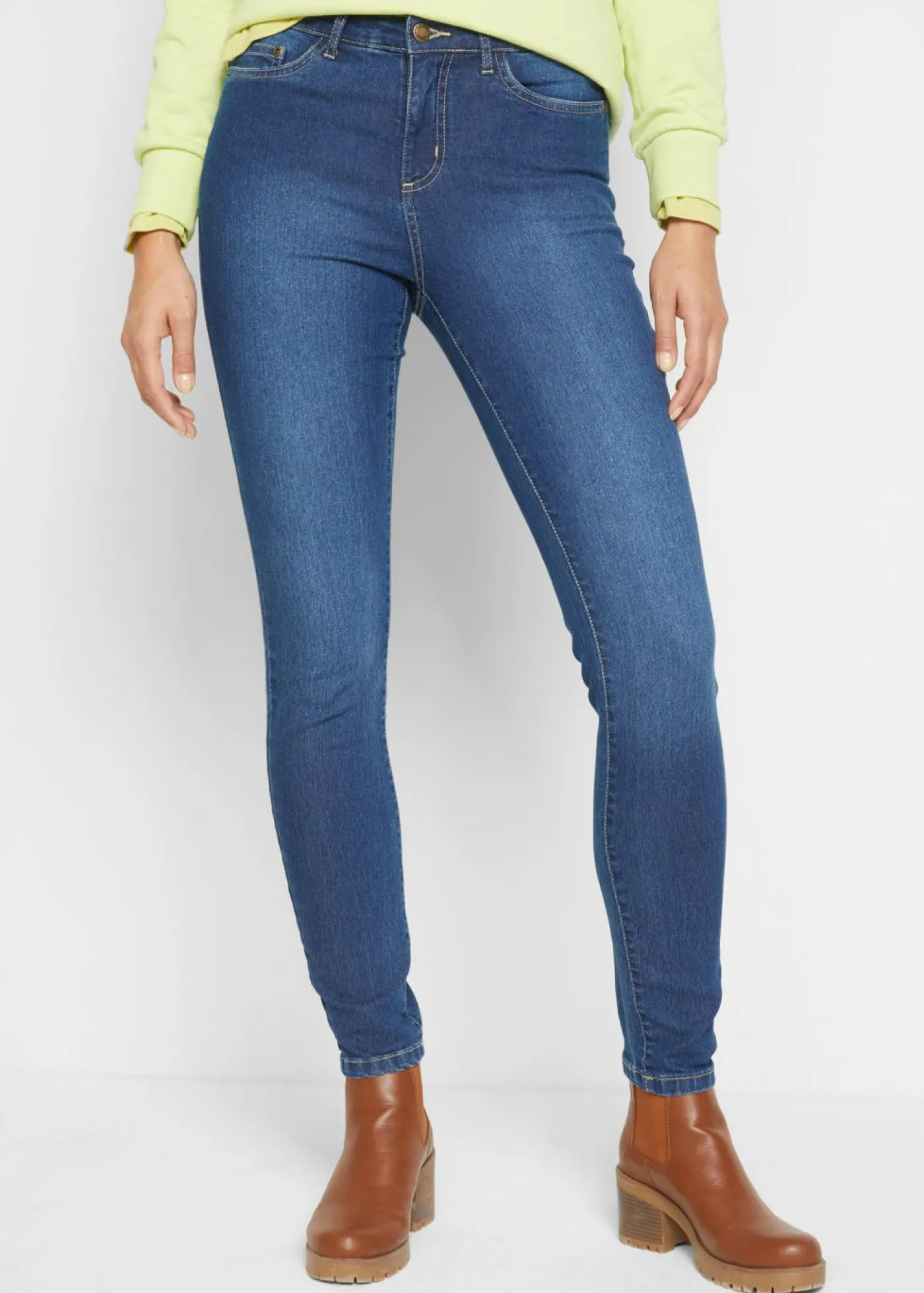 bonprix bonprix Vaqueros skinny, mid waist, elásticos Azul piedra usado Discount