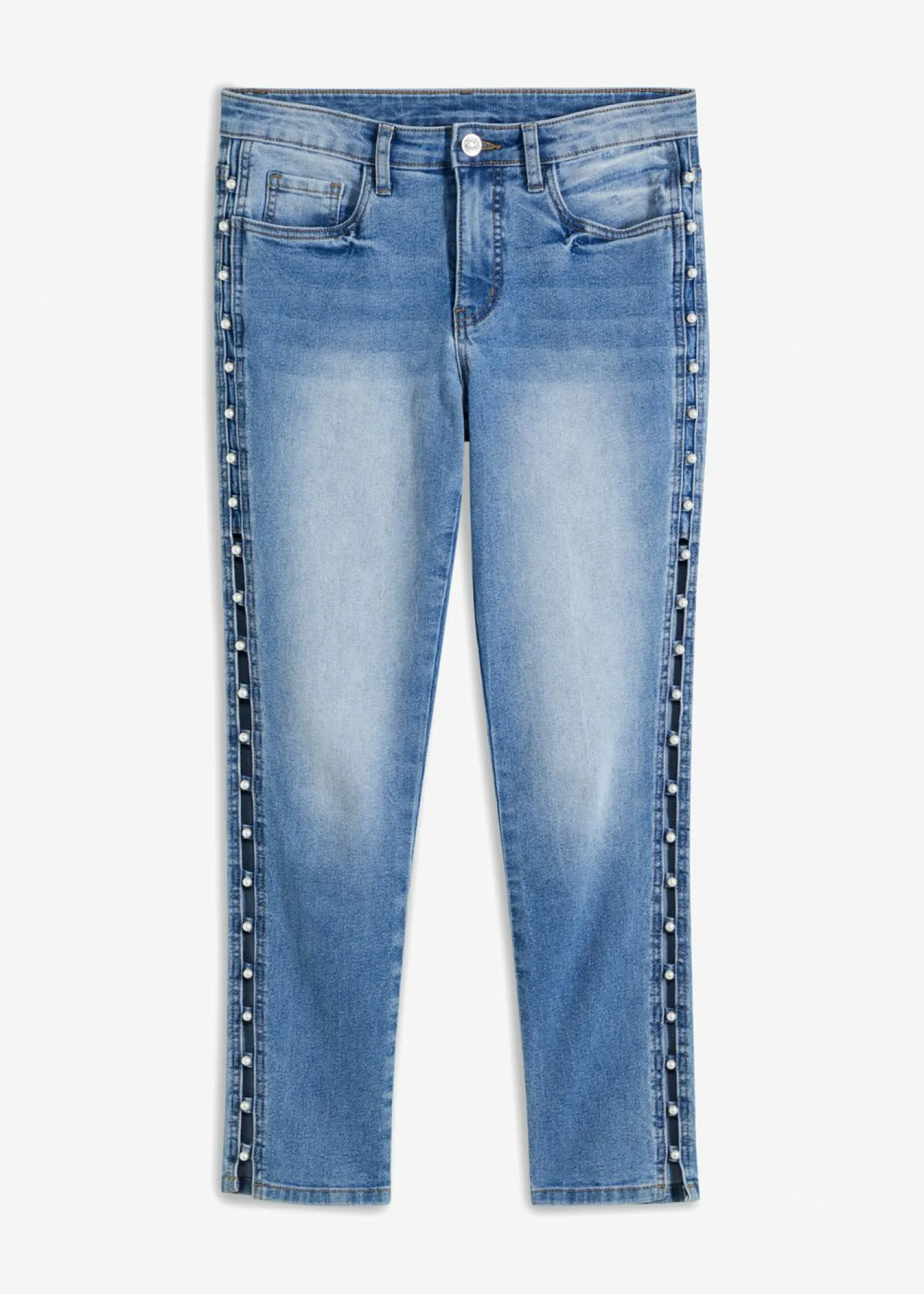 bonprix bonprix Vaqueros skinny, mid waist, elásticos Azul piedra Discount