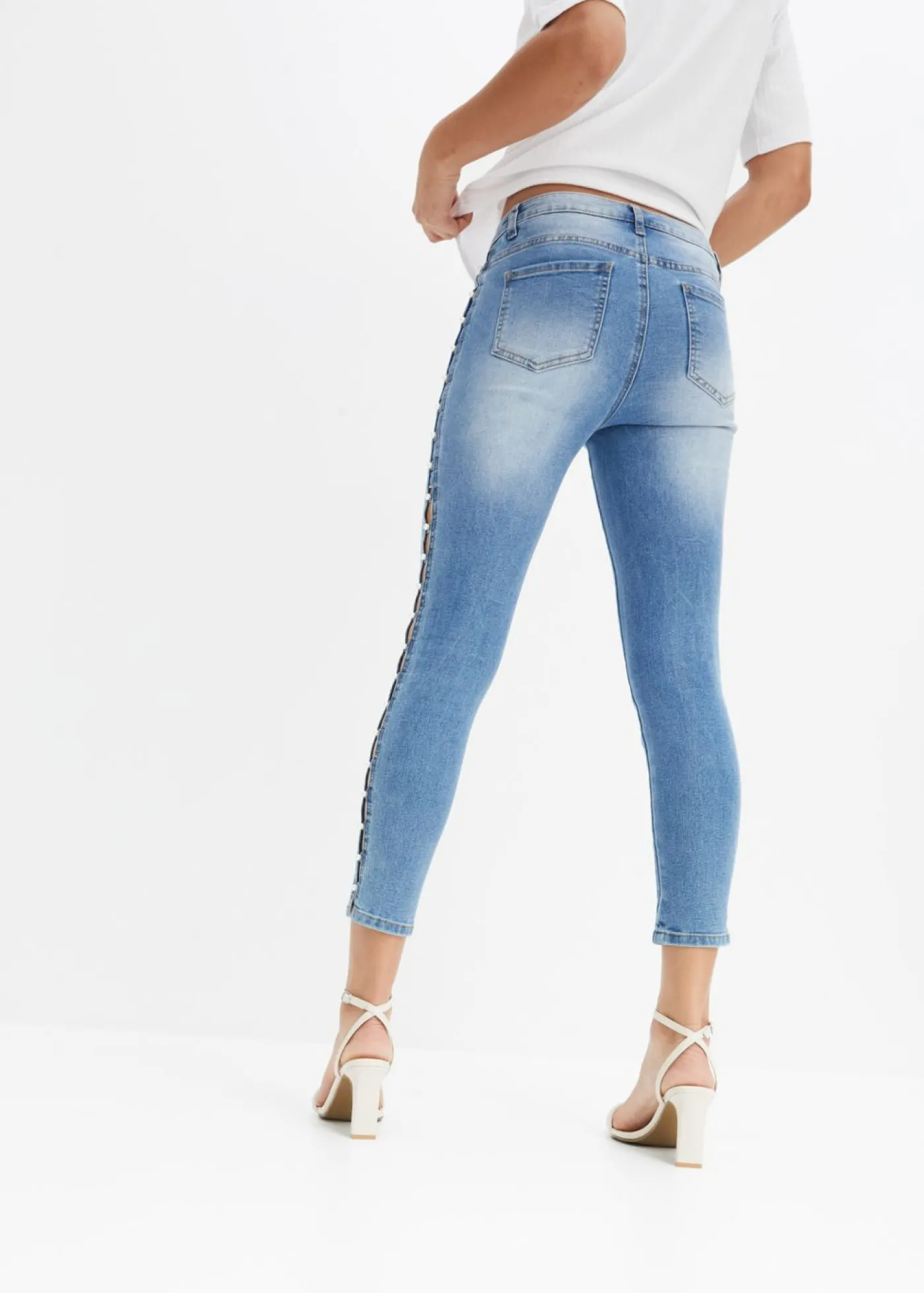 bonprix bonprix Vaqueros skinny, mid waist, elásticos Azul piedra Discount
