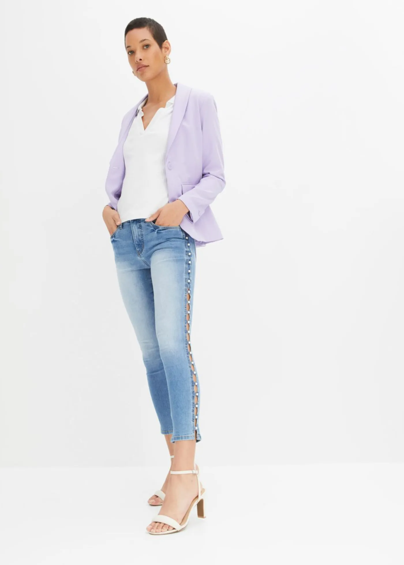 bonprix bonprix Vaqueros skinny, mid waist, elásticos Azul piedra Discount