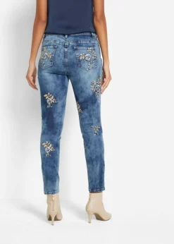 bonprix bonprix Vaqueros slim fit, con bordado de flores Denim Best