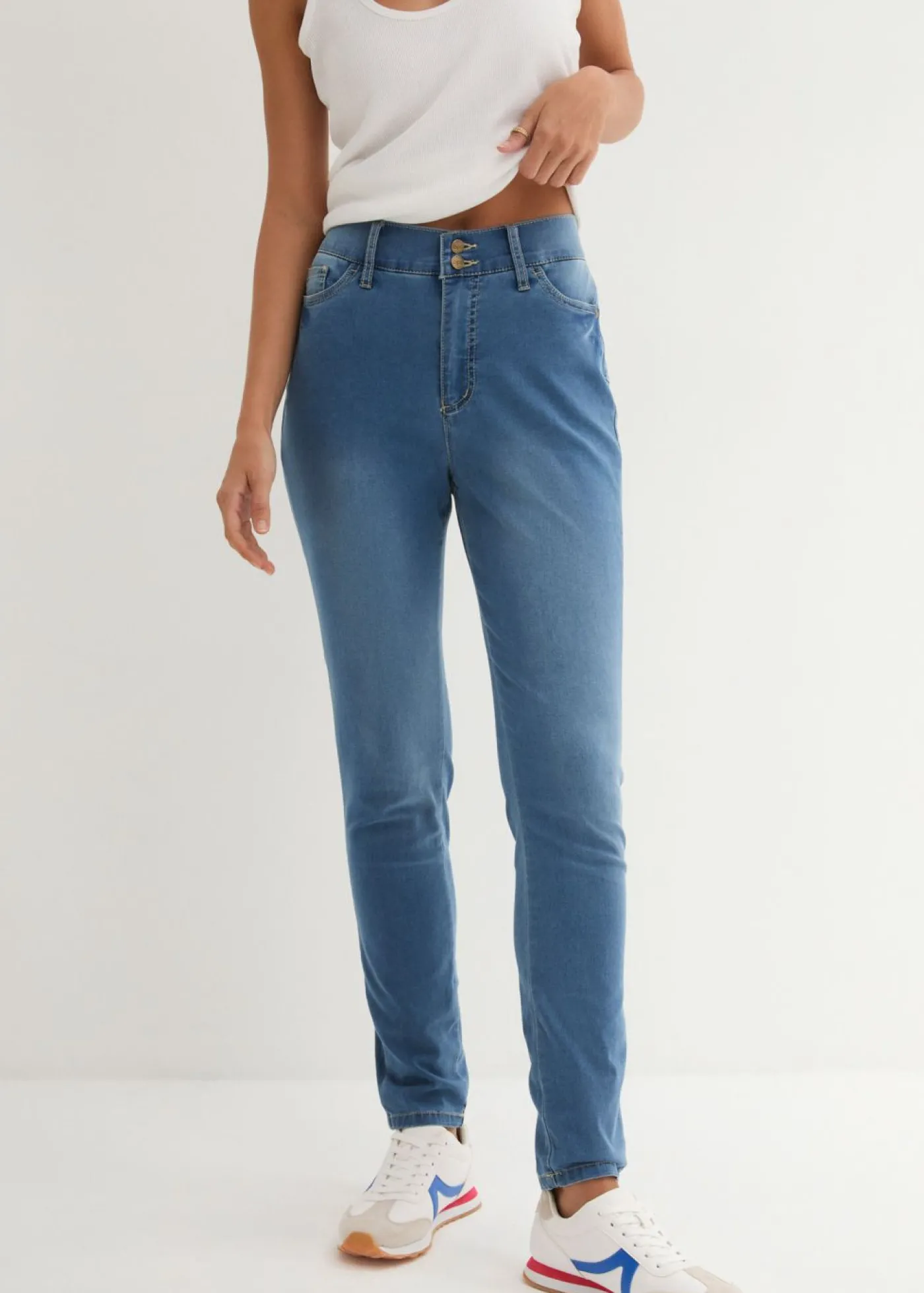bonprix bonprix Vaqueros slim fit, high waist, súper elásticos Denim desgastado Discount