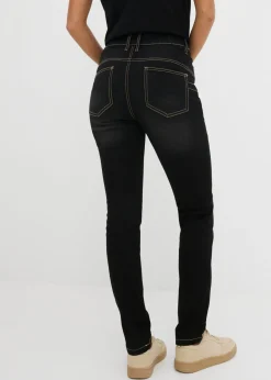 bonprix bonprix Vaqueros slim fit, high waist, súper elásticos Denim negro desgastado Hot