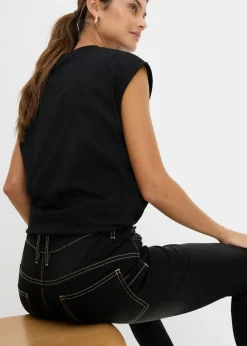 bonprix bonprix Vaqueros slim fit, high waist, súper elásticos Denim negro desgastado Hot