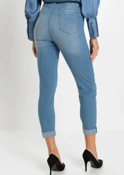 bonprix bonprix Vaqueros slim fit, mid waist, cropped Denim claro de flores New