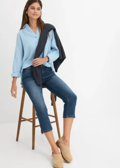 bonprix bonprix Vaqueros slim fit, talle medio, cropped Azul marino usado Outlet