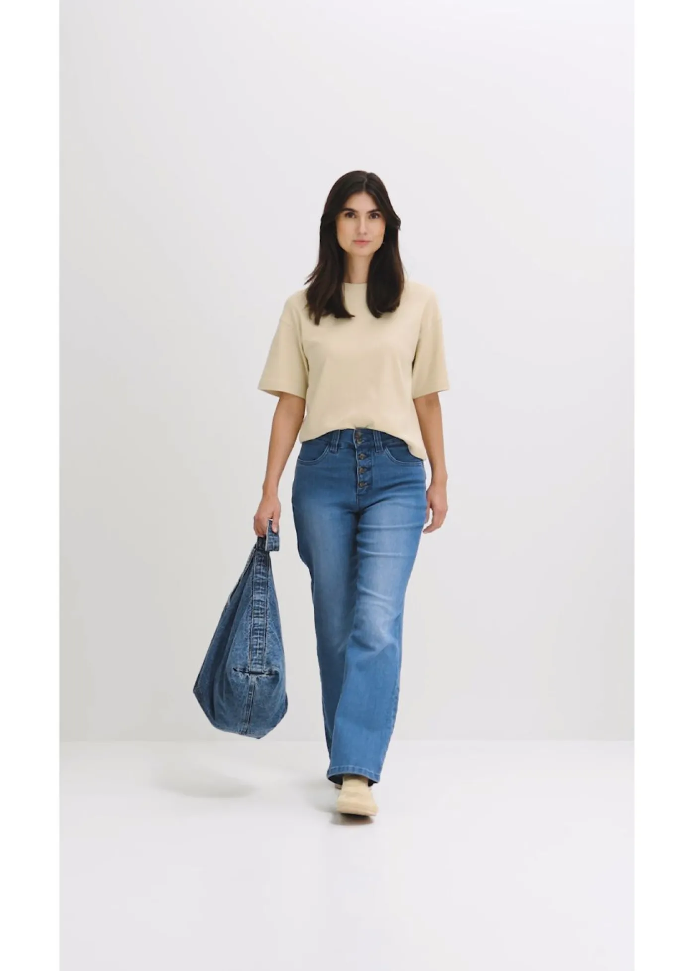 bonprix bonprix Vaqueros straight, high waist, elásticos Azul piedra usado Best